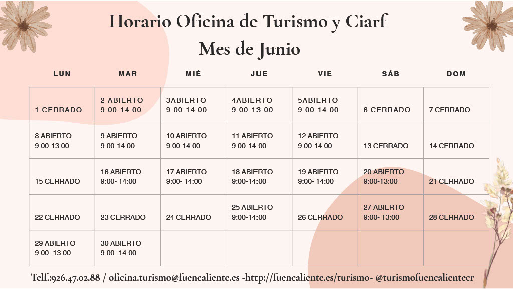 HORARIO APERTURA MES DE JUNIO